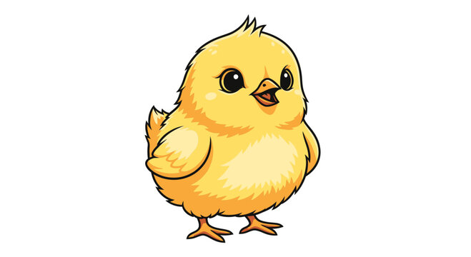 Adorable cartoon chick radiating springtime charm and playful innocence on white backdrop