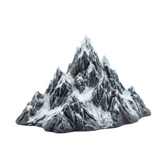 Obraz premium Miniature Snowy Mountain Peak Isolated on Black