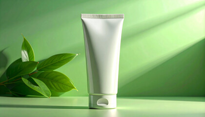 Minimal Skincare Tube Mockup with Bright Pastel Background and Clean Cosmetic Branding Style