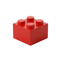 Fototapeta premium Single Red Building Block Isolated Black Background