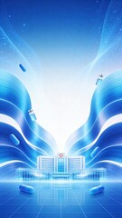 Blue glass texture hospital building background