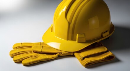 Labor day essentials hard hat and work gloves for safety and protection on labor day