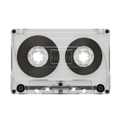 Fototapeta premium Clear audio cassette tape on black background