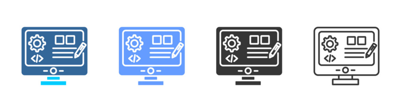 coding icon set multiple style collection