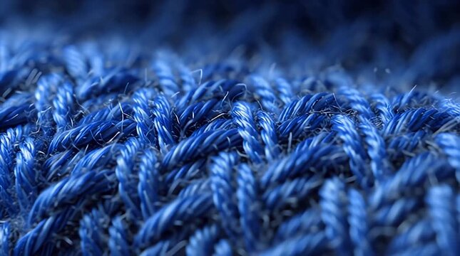 Blue Denim Jeans Fabric Texture Macro Close Up Video.