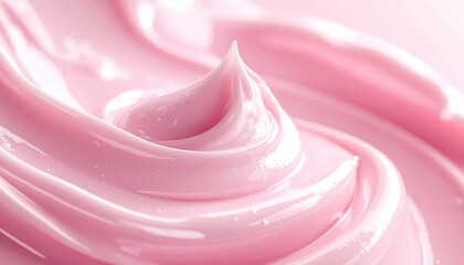 Close-up macro swirl of smooth pink cream texture.