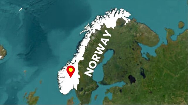 Norway map animation, Europe country highlight, location pin Norway, geographic map motion, Scandinavian map focus, travel location animation, country border highlight