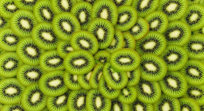 Fresh kiwi fruit slices pattern background healthy food concept