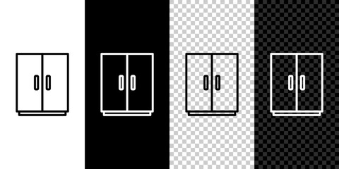 Set line Wardrobe icon isolated on black and white background. Vector