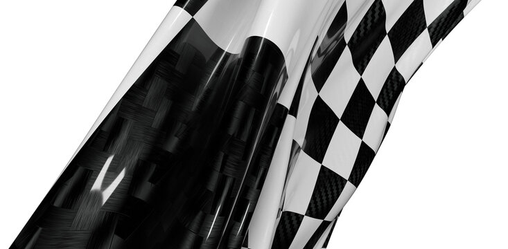 Close-up shot of a waving racing flag with a checkered pattern. Ideal for race themes, concepts of finish lines and achi
