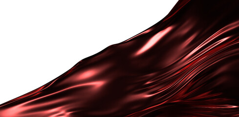 Abstract satin fabric with a play of light and shadow, featuring flowing folds of red material. Perfect for design backg