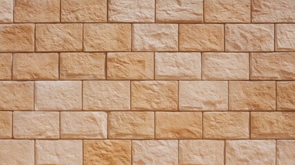 Obraz premium Textured tan brick wall patterned in neat rows. AI generated