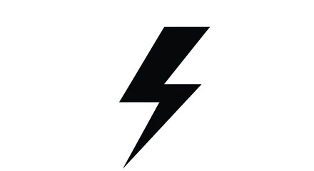 A simple black lightning bolt icon isolated on a white background