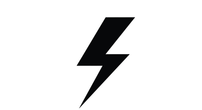 A simple black lightning bolt icon isolated on a white background