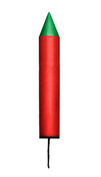 Red rocket isolated on transparent layered background.