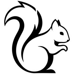 Black and White Squirrel Silhouette Logo - Minimalist Icon for Wildlife and Nature Brands © imran