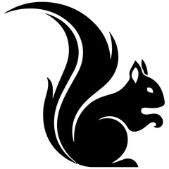 Black and White Squirrel Logo Silhouette, Elegant Wild Animal Icon for Branding and Design © imran