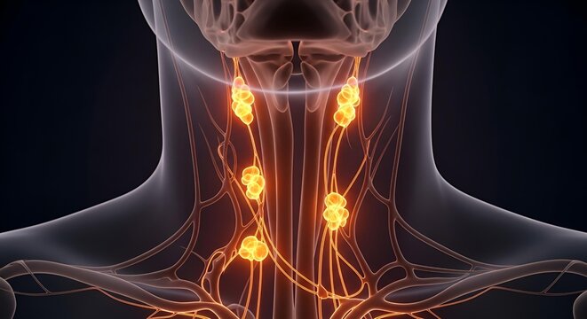 Anatomical illustration of the parathyroid glands and their location in the neck