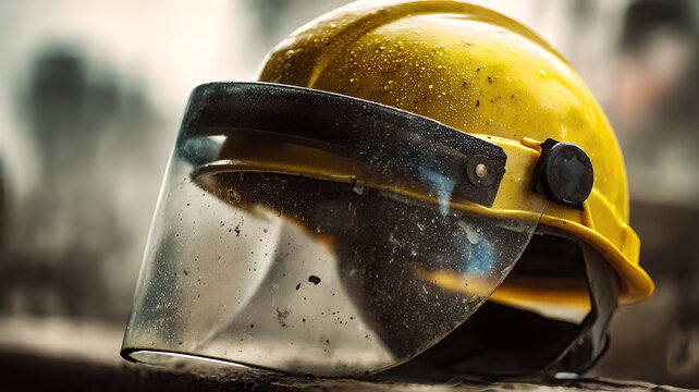 Construction helmet with face shield