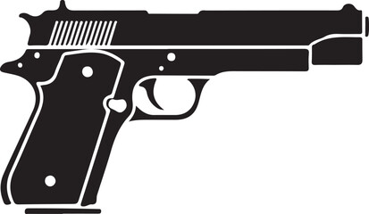 Handgun pistol gun firearm weapon silhouette isolated on transparent background illustration