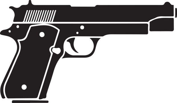 Handgun pistol gun firearm weapon silhouette isolated on transparent background illustration