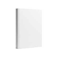 A white book with a plain cover standing upright