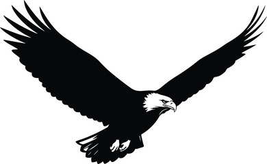 Fototapeta premium Vector Illustration of Bald Eagle Silhouette Flying with Spread Wings for National Symbol Patriotism Freedom Nature Wildlife and Powerful Bird Mascot Designs