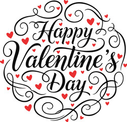 Premium Valentine's Day Mega Graphic Collection Diverse Set of Black and White and Vibrant Red Assets Featuring Elegant Calligraphy, Modern Badges, Playful Cupid Mascots, and Ornate Floral Heart Fr