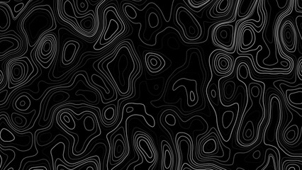White topographic contour line on black background. Vector abstract topographic map concept with space for your copy. Wavy banners © Creative