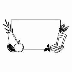 Black and White Food Frame Illustration