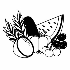 Minimalist Tropical Fruit Outline Graphic