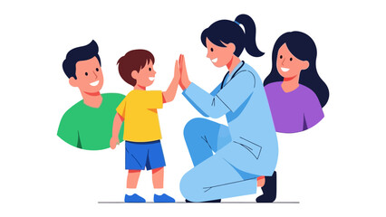 Fototapeta premium High-Five: Doctor and Child Celebrating Healthcare Victory