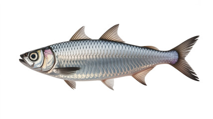 A sleek, silver fish with a streamlined body and distinctive markings.