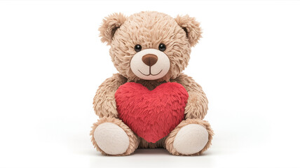Obraz premium A cute teddy bear holding a red heart, symbolizing love and affection.