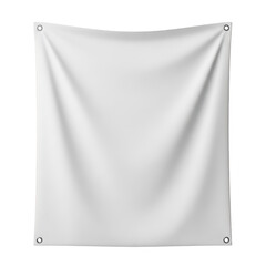 A white fabric hanging on a wall with metal pins