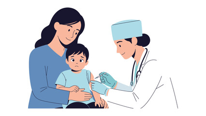 Fototapeta premium Healthcare Moment: A tender moment unfolds as a healthcare professional administers a vaccine, symbolizing health and protection. Capturing the essence of well-being, trust.