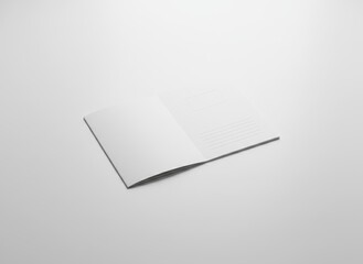 Open blank lined notebook on a clean white background