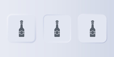 Obraz premium Grey Champagne bottle icon isolated on grey background. Merry Christmas and Happy New Year. Set icons in square buttons. Vector
