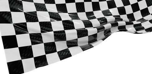 Obraz premium Abstract design of a waving checkered racing flag. Perfect for motorsports, speed, and victory concepts. Isolated on whi