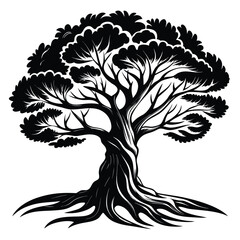 Abstract black shapes on a stark white background create a minimalist composition