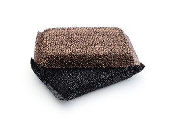 Two kitchen sponges isolated on white.