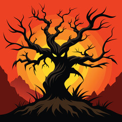 Abstract composition featuring a curved division between deep red and black