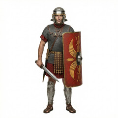 Obraz premium Title Full Length Portrait of Roman Legionary Soldier with Gladius and Scutum
