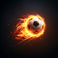 Fototapeta premium Soccer Ball Engulfed in Flames on Dark Background