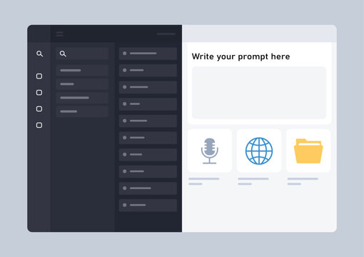 AI Prompt Interface Dashboard Vector Illustration, Chat Input Panel and Productivity App UI Design