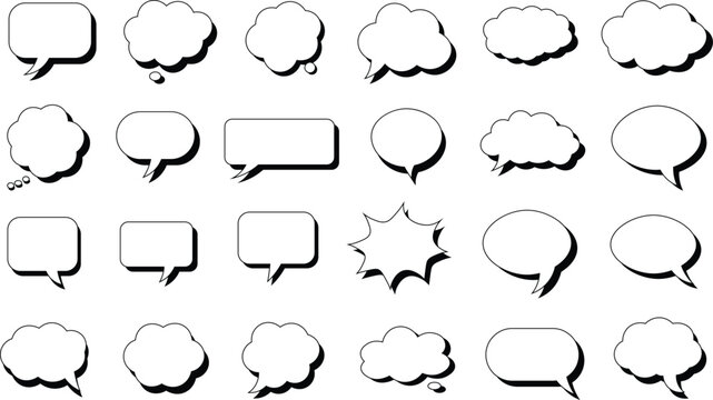 Speech bubble icon set comic chat cloud dialogue box vector collection