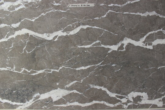 Close up of gray Grigio Carnico marble with detailed white calcite veins, contrast and artistic for wall cladding.