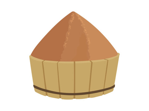 Red Miso Paste Illustration in Wooden Barrel
