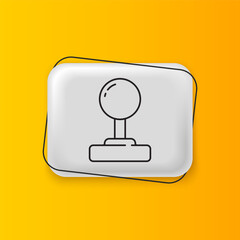 Black Joystick for arcade machine icon isolated on yellow background. Joystick gamepad. Silver rectangle button. Vector © Vadim