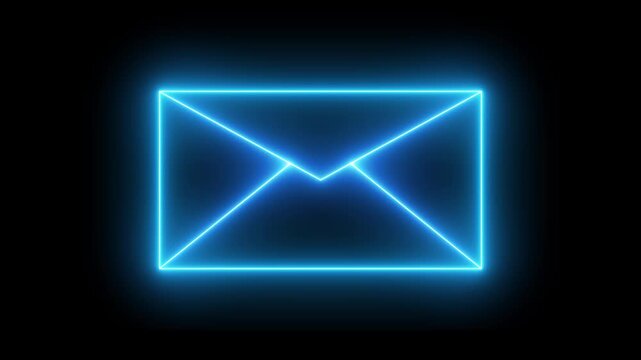 Glowing Blue Neon Envelope Communication Symbol Abstract Background glowing communication symbol des